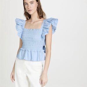 New Sea New York Light Blue Ruffle Blouse